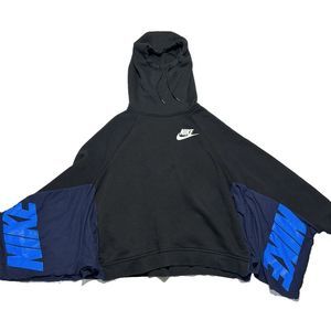 Nike Hoodie Poncho Cape Black Blue Women Sz- (L-XL) Pullover Sweatshirt